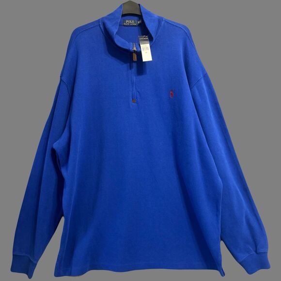 NWT Polo Ralph Lauren French Rib 1/4 Zip Pullover Sweater Big & Tall 2XB Blue - Picture 1 of 8